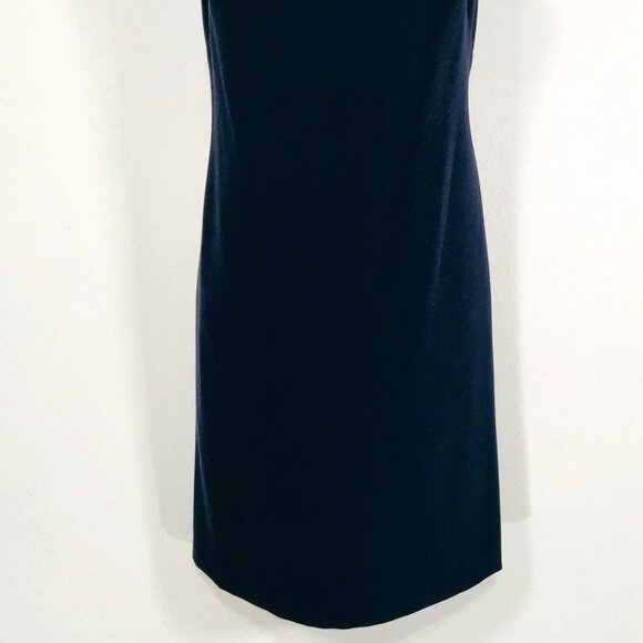 Eliza J Sz 6 Navy Blue Shift Dress Jeweled Collar Sleeveless Classic Preppy - Picture 8 of 15